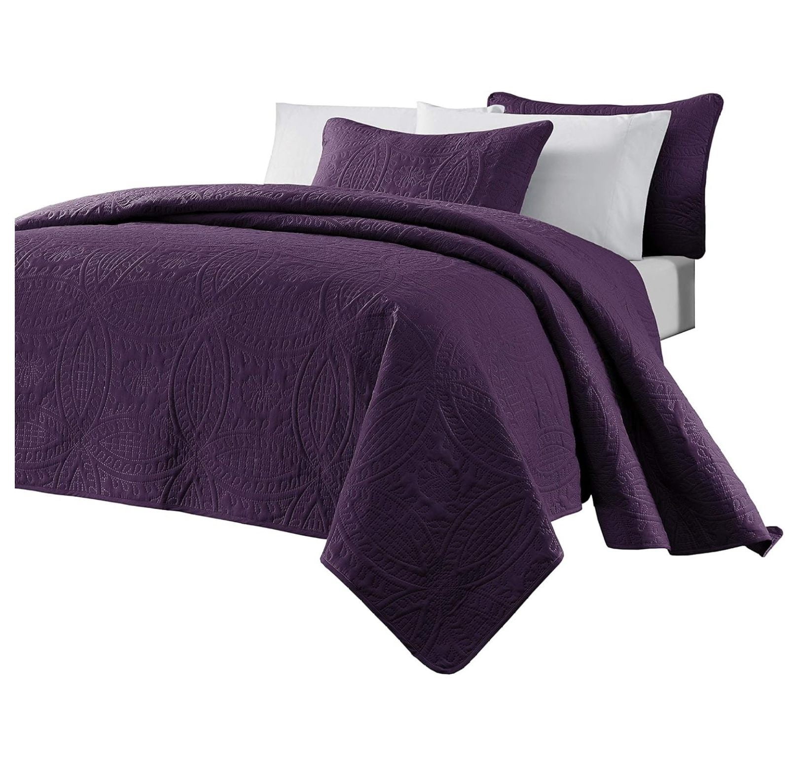 Austin Purple Queen Microfiber Reversible Bedspread Set