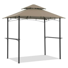 7ft Grill Gazebo Patio Barbecue Canopy with Serving Shelf and Storage Hooks Curved Grill Shelter w Heavy Duty Steel Frame Sunshade Gazebo for Outdoor Garden Beige Walmart