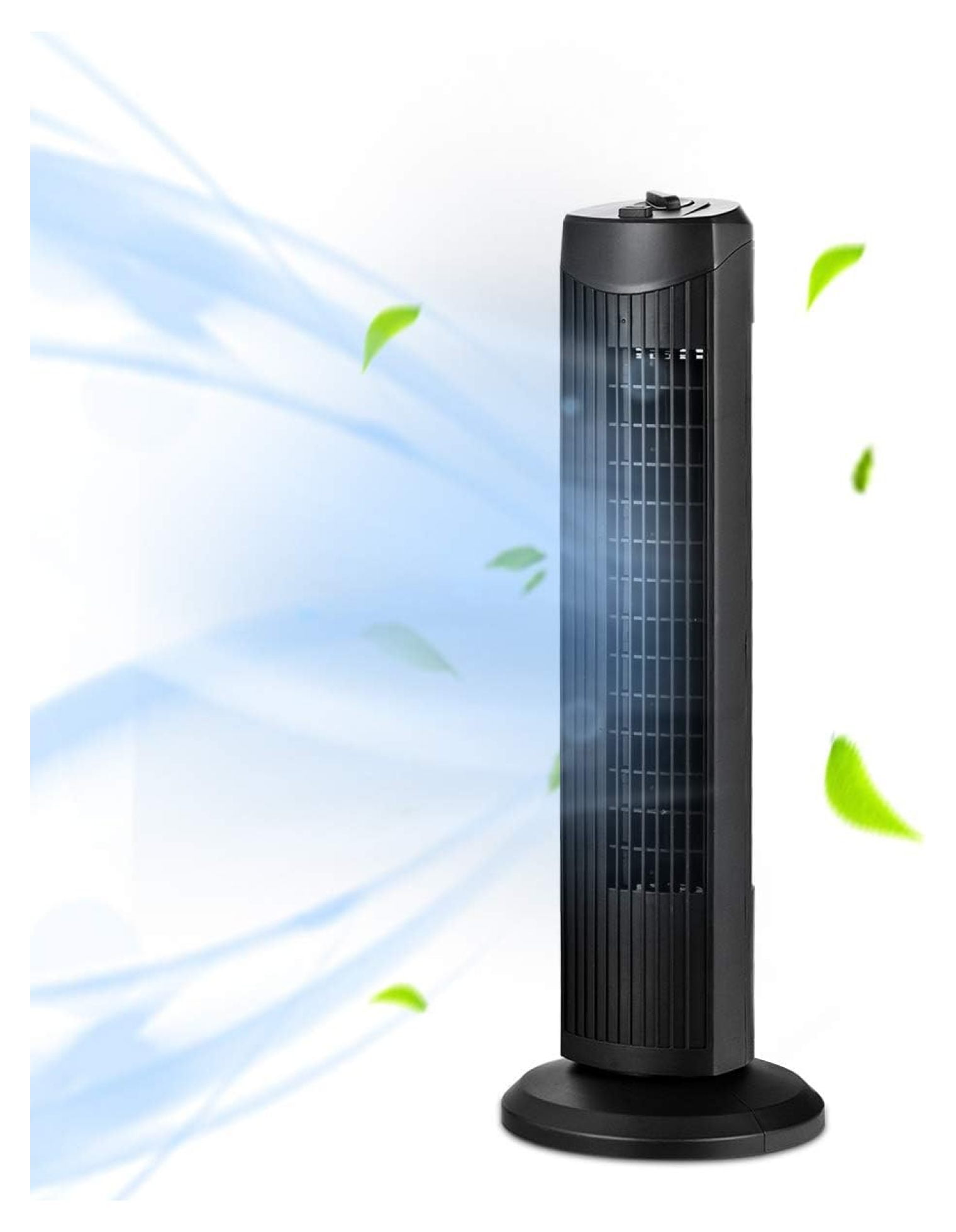 Black 28" Oscillating Bladeless Tower Fan with Three Speeds