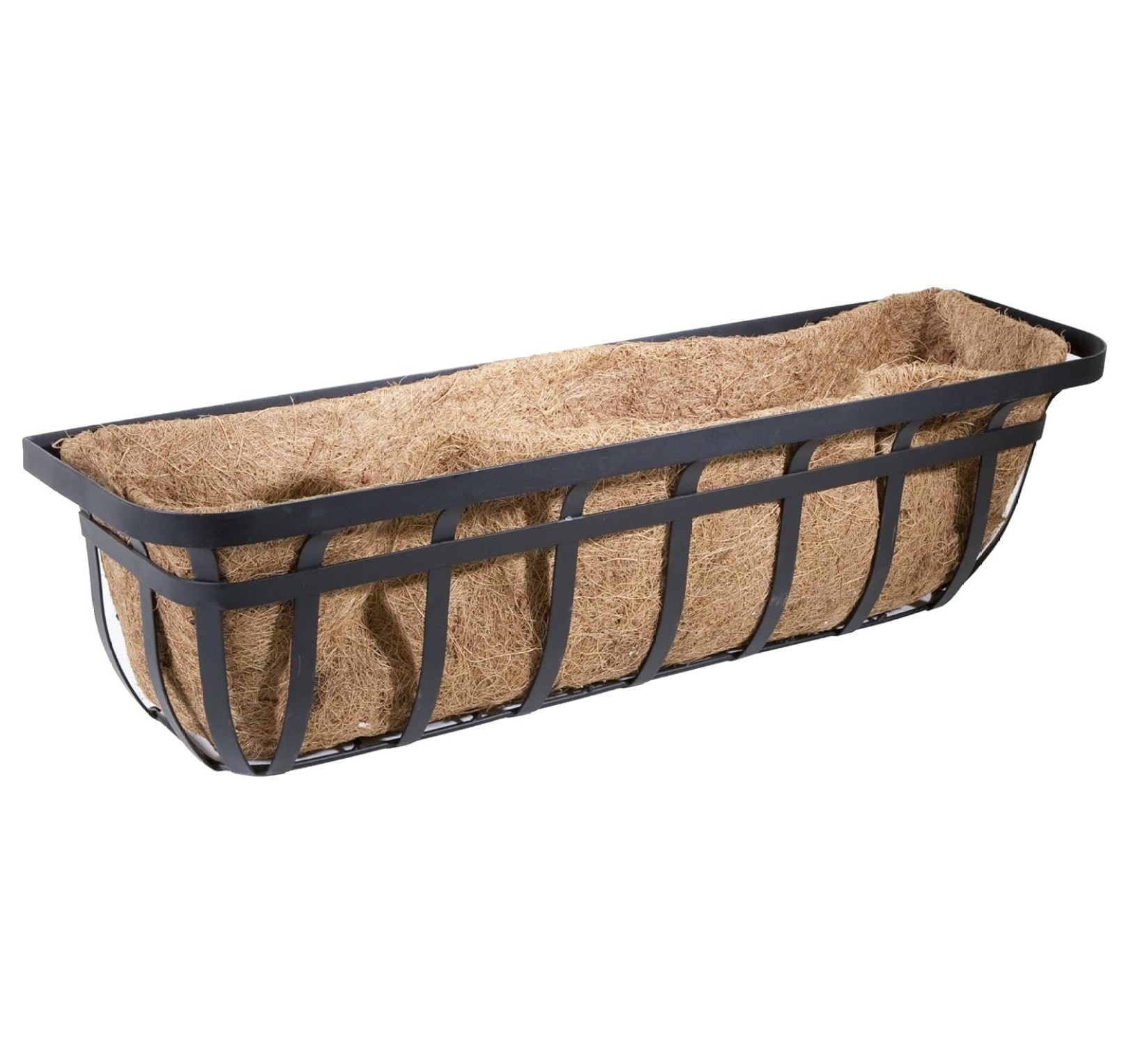 Living Accents 30" Black Steel Oblong Deck Planter with Liner