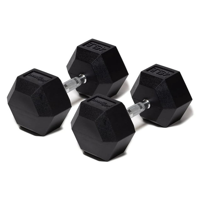LouZub Rubber Encased Hex Dumbbell Hand Weights. Single Dumbbells or Dumbbell Pairs. 5LB to 100 LB Dumbbell Sets for Strength Workouts