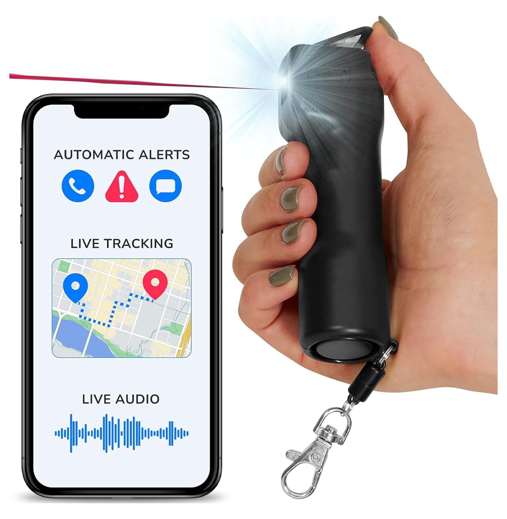LouZub Smart Pepper Spray Smart Spray, Pair w/Smartphone for Location Sharing, Texts & Phone