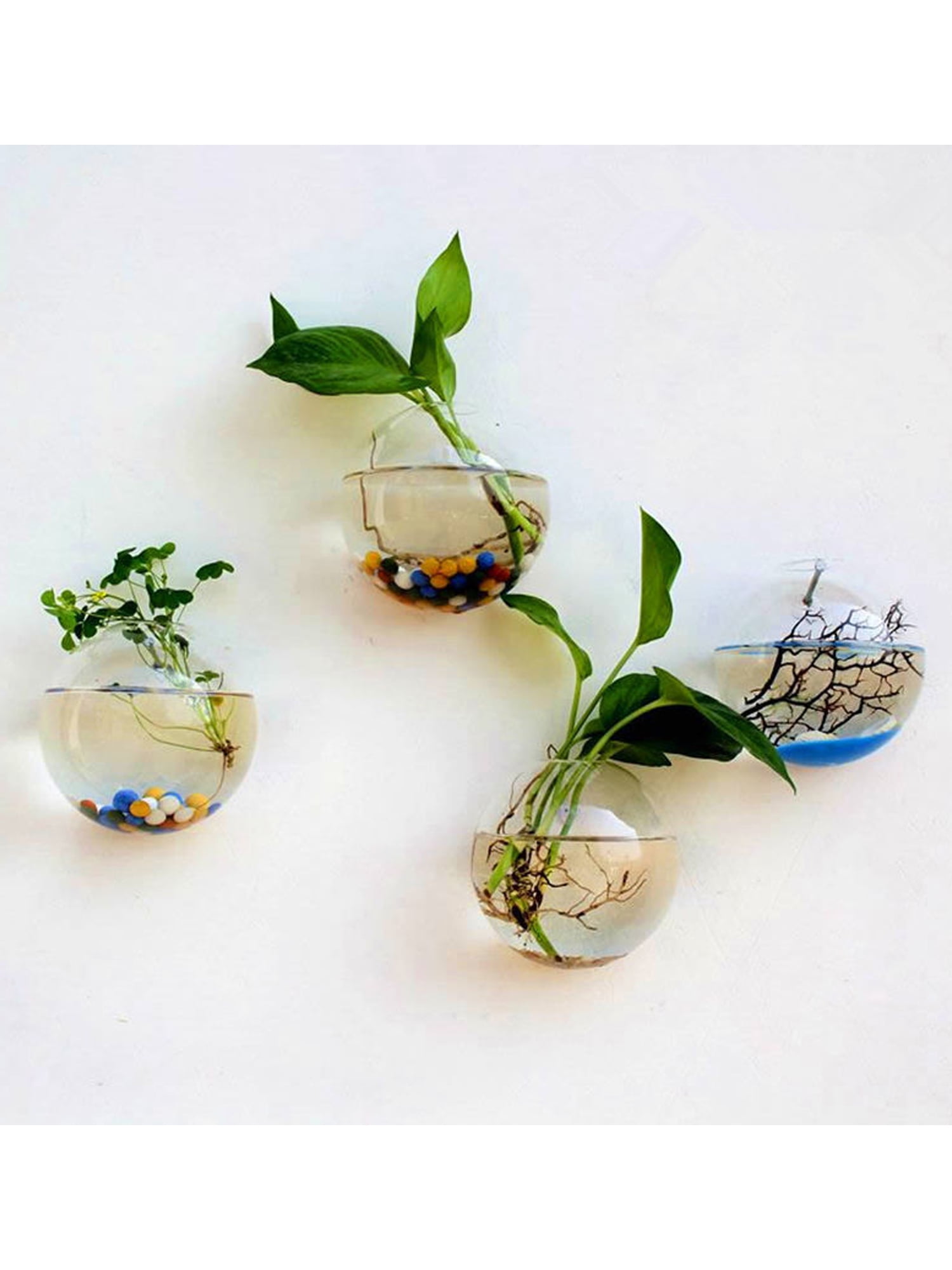Louatui Glass Planters Wall Hanging Planters Round Glass Air Plant Pots