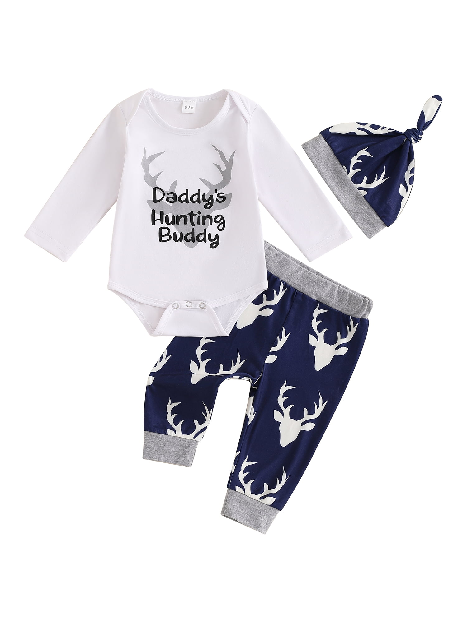 Louatui Newborn Baby Boys Girl Hunting Trousers Clothes Set Long - Main Image