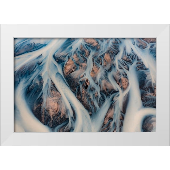 Loucaides, Valentinos 14x11 White Modern Wood Framed Museum Art Print Titled - The Glacier Rivers Of Iceland