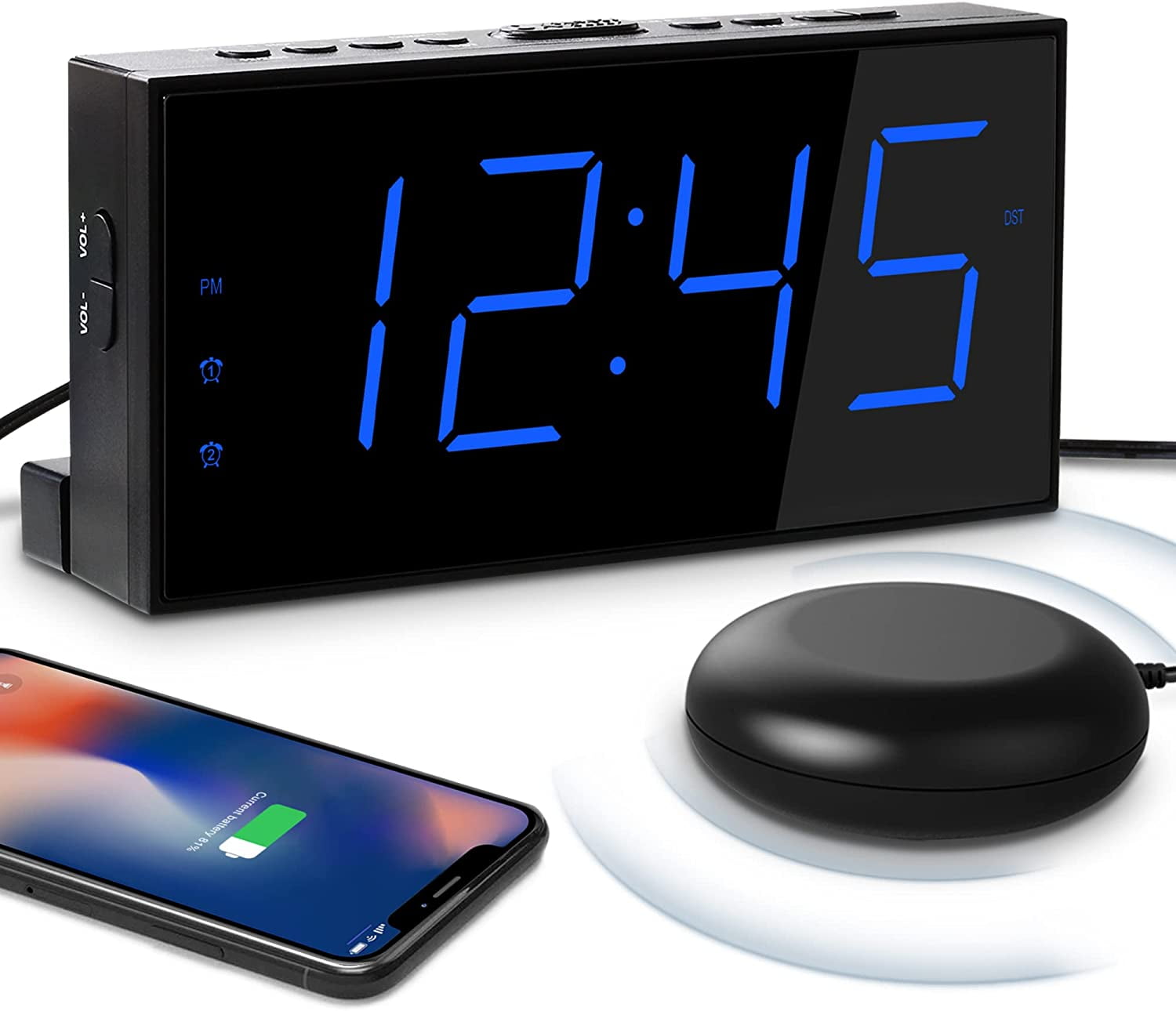 Loud Alarm Clock For Heavy Sleeper,Vibrating Alarm Clock For Hearing