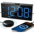 thumbnail image 1 of Loud  Clock for Heavy Sleepers ,Bed Shaker  Clock with 2 Alarms for Everyday/Weekday/Weekend,Dimmer,Snooze,  Port,12/24H DST,Vibrating Clock for Hard of Hearing/Teens, 1 of 14