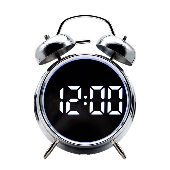 Loud Alarm Clock for Heavy Sleepers Adults, Teens,Kids,Cute Retro Metal,Old Fashioned with Twin Bells,Battery Operated or Plug in,Small Digital Desk Clock