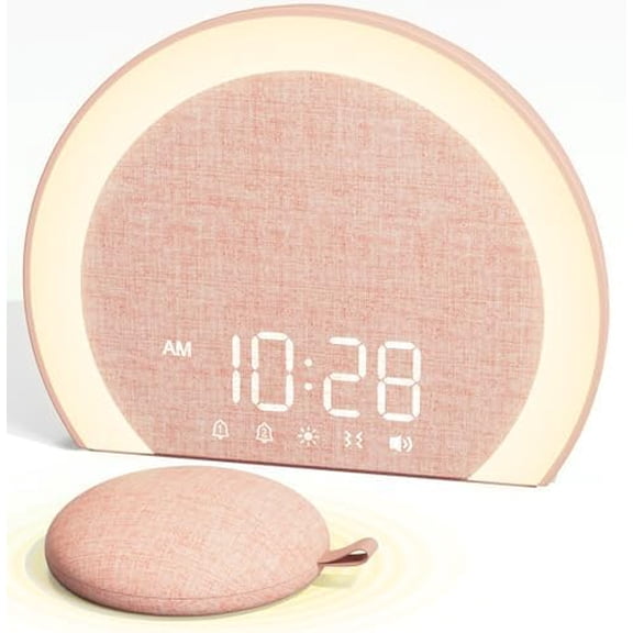 Loud Alarm Clock with Wireless Bed Shaker, Vibrating Dual Alarm with Light Wake Up for Heavy Sleepers & Hearing Impaired, 9-Color Night Light, 8 Alarms, 0-100% Dimmer, USB Charger, Bedroom