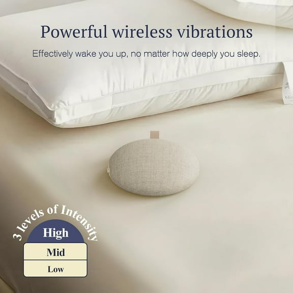 Loud Alarm Clock with Wireless Bed Shaker, Vibrating Dual Alarm, Light Wake for Heavy Sleepers & Hearing Impaired