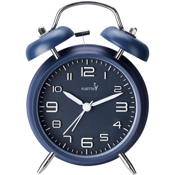 (Loud Alarm for Deep Sleepers 4'' Twin Bell Alarm Clock, Stereo Digital Dial Alarm Clock with Backlight for Bedroom and Home Decoration(Nautical Blue)