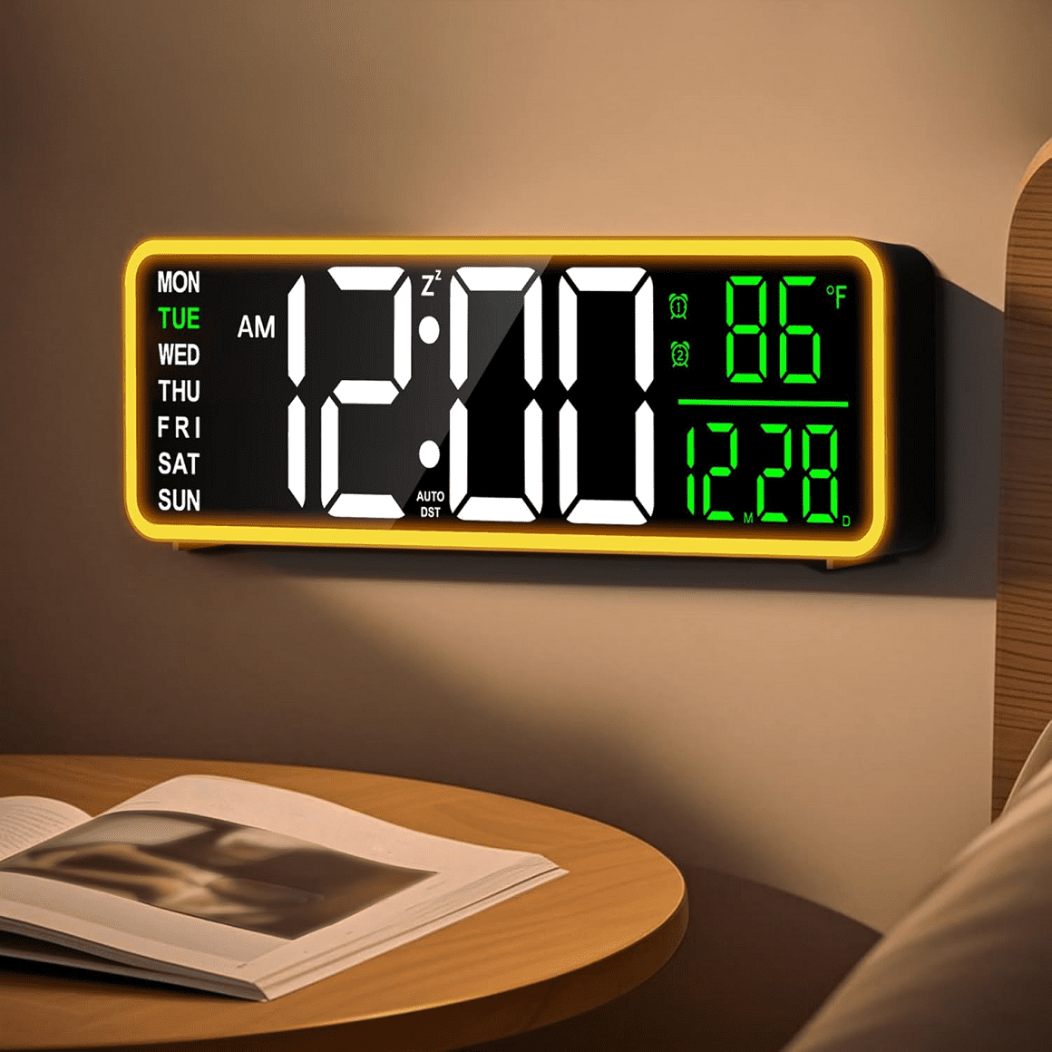 Led Date Sign Loud Alarm Digital 9-Inch Wall Clock with LED,date,Night Lights ...