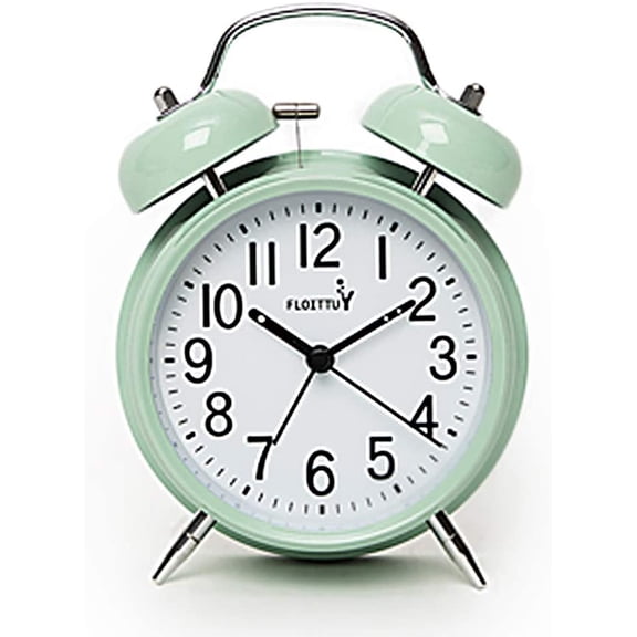 Loud Alarm for Deep Sleepers 4'' Twin Bell Alarm Clock with Backlight for Bedroom and Home Decoration(Green)