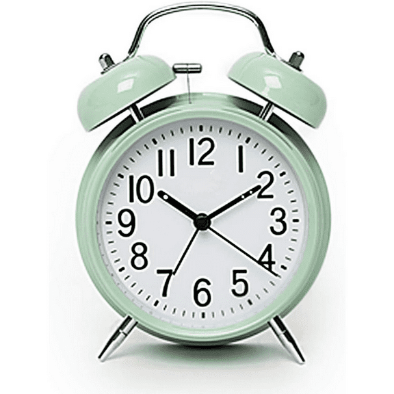 Loud Alarm for Deep Sleepers 4'' Twin Bell Alarm Clock with Backlight for Bedroom and Home Decoration(Green)