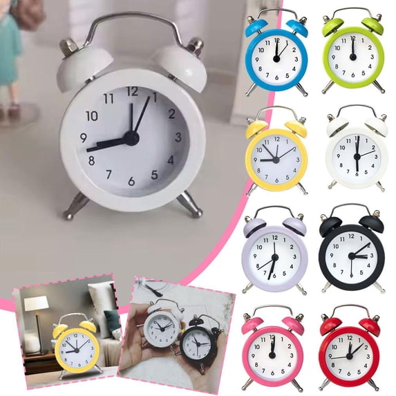 Loud Bell Alarm Clock for Deep Sleepers, Mini Metal Bedside Desk Clock with Twin Bell, Loud Ring, Battery Operated, Home Bedroom Decoration