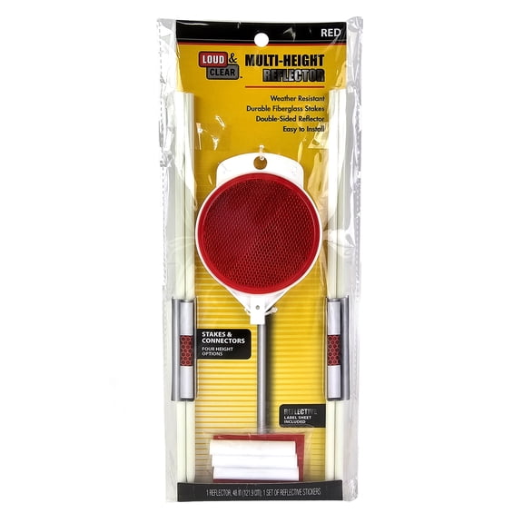 Loud & Clear - Reflective Driveway Markers,  Red, 36-48" Adjustable Height - Fiberglass Double Sided Reflective Post