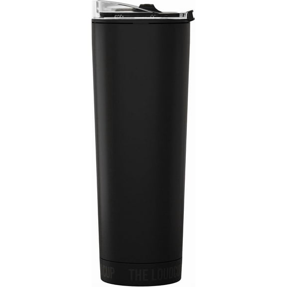 Loud Cup 23 oz Tumbler + Stadium Horn with Slide-Close Lid (Jet Black) - Double-WallCup Reusable Water Bottle Coffee Travel Mug - Worlds Loudest Cup for Game Day