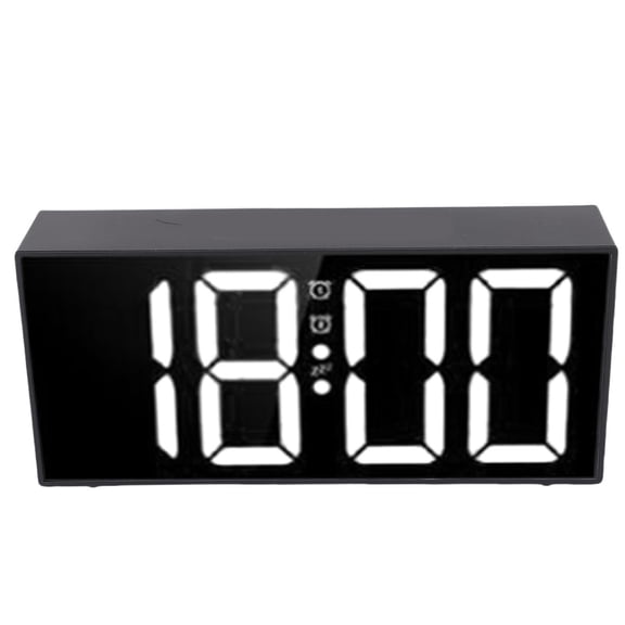 Loud Dual Alarm Clock with Bed Shaker Under Pillow Mirror LED 7.4 Inch Screen Vibrating Clock with 4 Levels Brightness & Volume Control for Heavy Sleepers Hearing Impaired Deaf