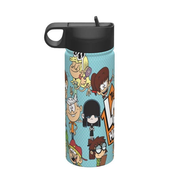 Loud House Season Kids Insulated Water Bottle With Straw - 18 Oz Stainless Steel Double Wall Vacuum Cup, Leakproof, Bpa Free, Suitable For Boys And Girls