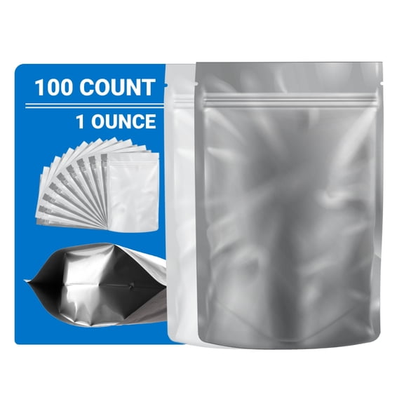 Loud Lock Mylar Bags 100 Count 9" X 6" White/Clear - Flex Packaging - Mylar Bags For Food Storage - Resealable Bags