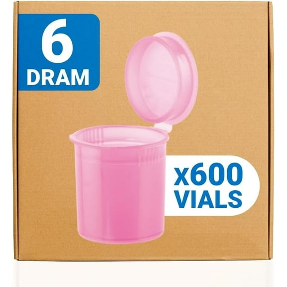 Loud Lock Pop Top Dram Bottles - Pink - 6 Dram - 600ct Case - 1.69" x 1.09" - Packaging Supplies
