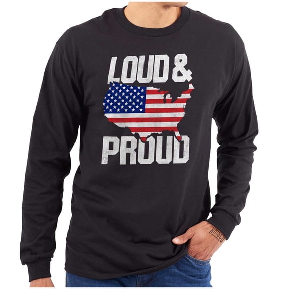 Loud Proud American State Flag Map Long Sleeve TShirt Men Women Brisco Brands S