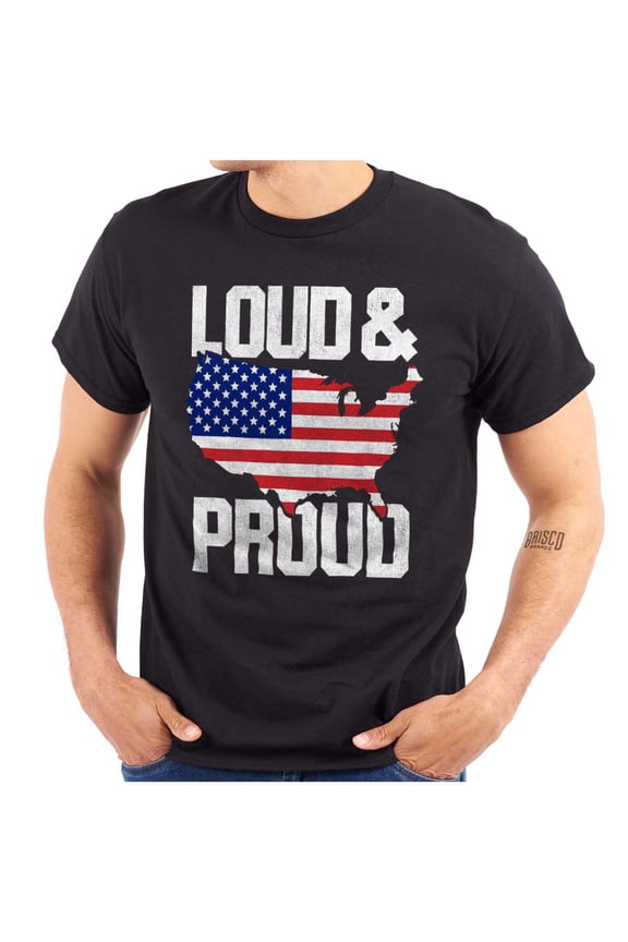 Loud Proud American State Flag Map Men's Graphic T Shirt Tees Brisco Brands M