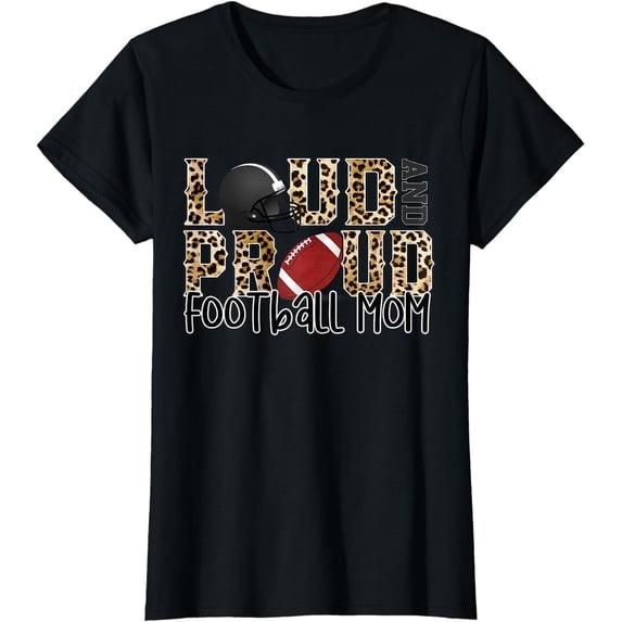 Loud Proud Moms Football Leopard Print Cheetah Pattern T-Shirt