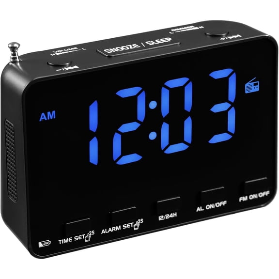 Loud Radio Alarm Clock for Heavy Sleepers Adults,Easy to use,Bedside Digital Small Clock with Sleep Timer,FM Radio,Volume& Dimmer Wheel,Snooze,USB Port,Battery Backup for Bedroom,Gift