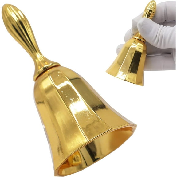 Loud Solid Brass Hand Call Bell for Wedding, Seniors Bedside, Teacher Classroom, Dinner, Meditation, Gift - Vintage Bell Style