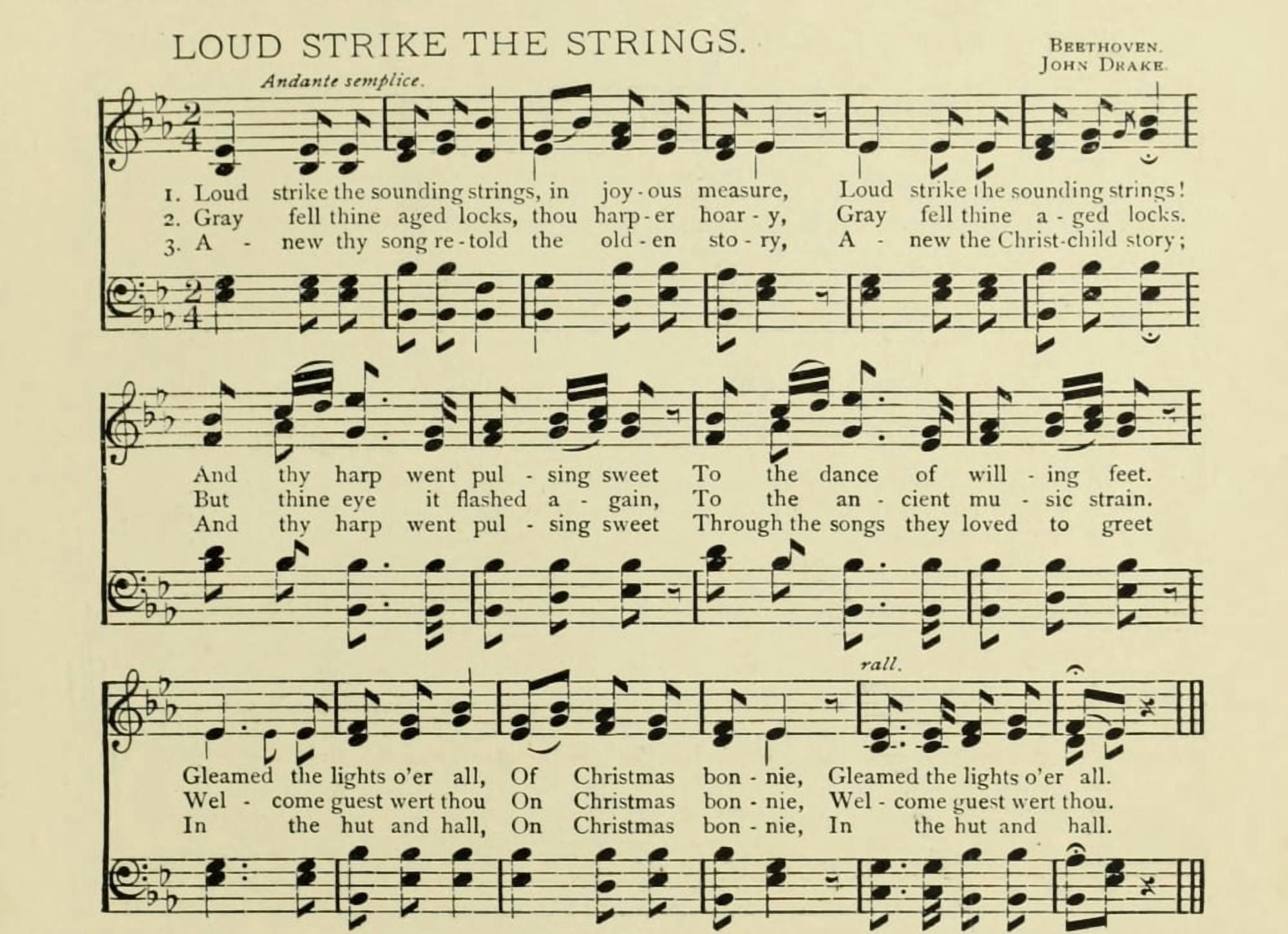 Loud Strike the Strings Christmas in Song 1891 Canvas Art - (18 x 24)