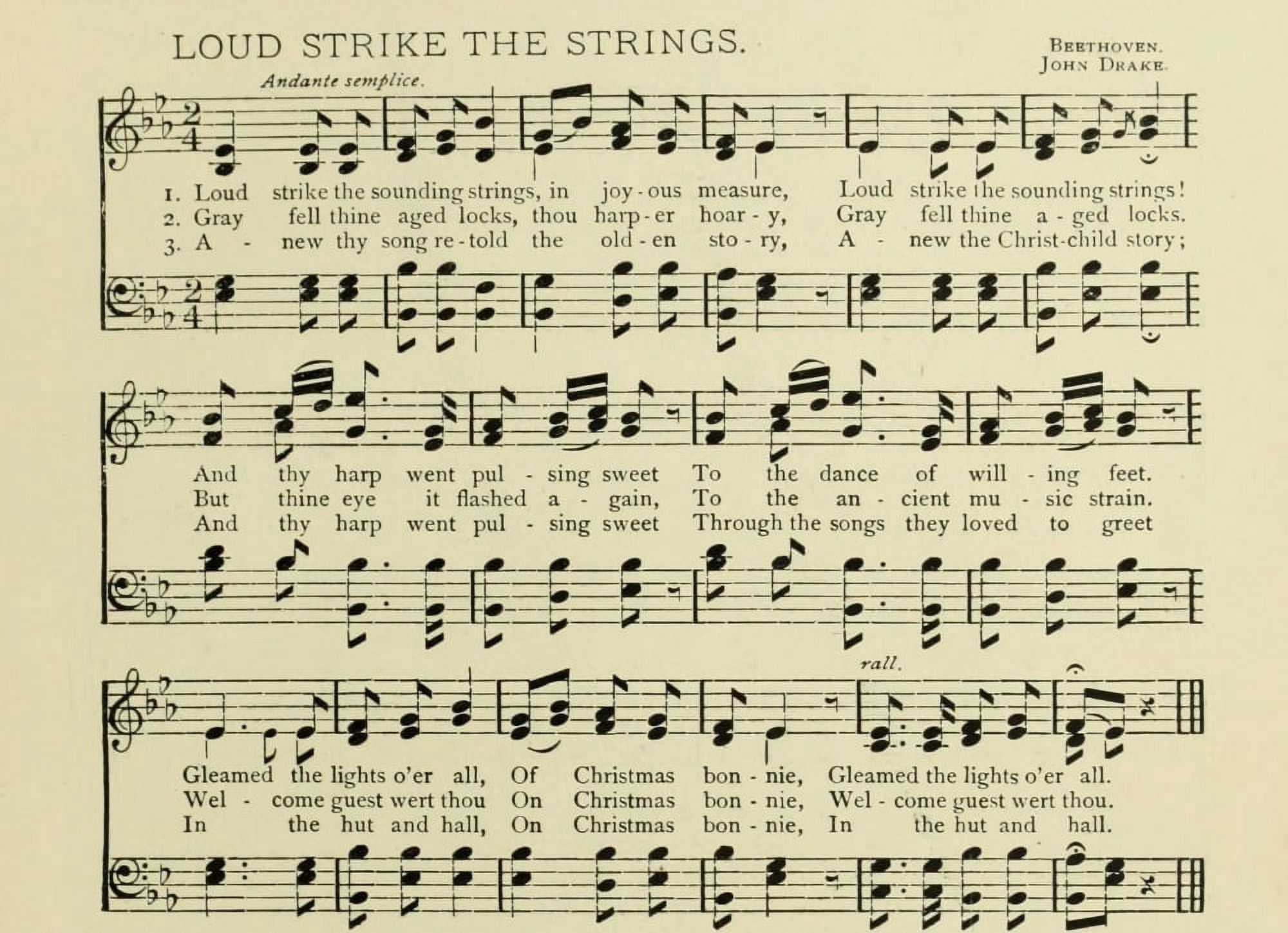 Loud Strike the Strings Christmas in Song 1891 Canvas Art - (24 x 36)