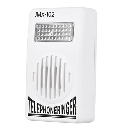 Loud Telephone Ringer 70dB Amplifier, Extra-Loud Bell with Strobe Light for Hearing Impaired, Battery-Free Landline Phone Accessory, White