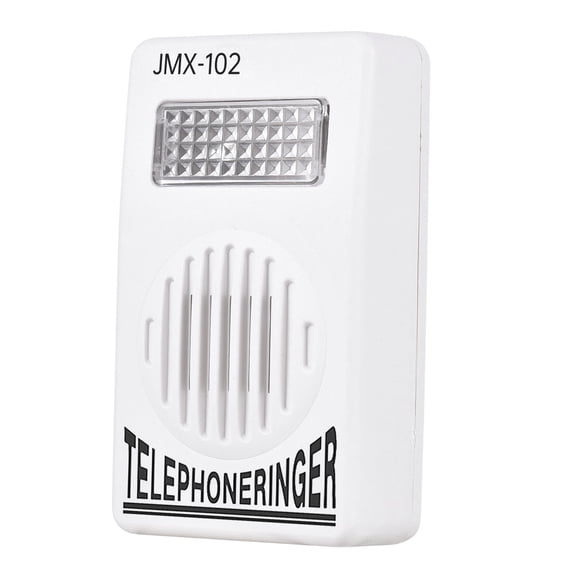 Loud Telephone Ringer 70dB Amplifier, Extra-Loud Bell with Strobe Light for Hearing Impaired, Battery-Free Landline Phone Accessory, White
