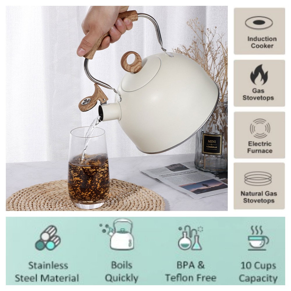 Loud Whistling Tea Kettle Stovetop Teapot 2.5 Liter Stainless Steel