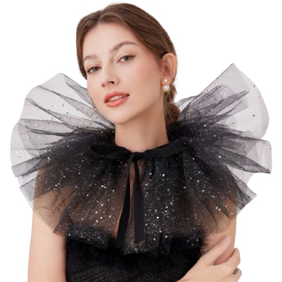 LoudSung Colorful Exaggerated Clown Puff Collar Shawl Mesh Neck Ornament Stage Performance Accessories