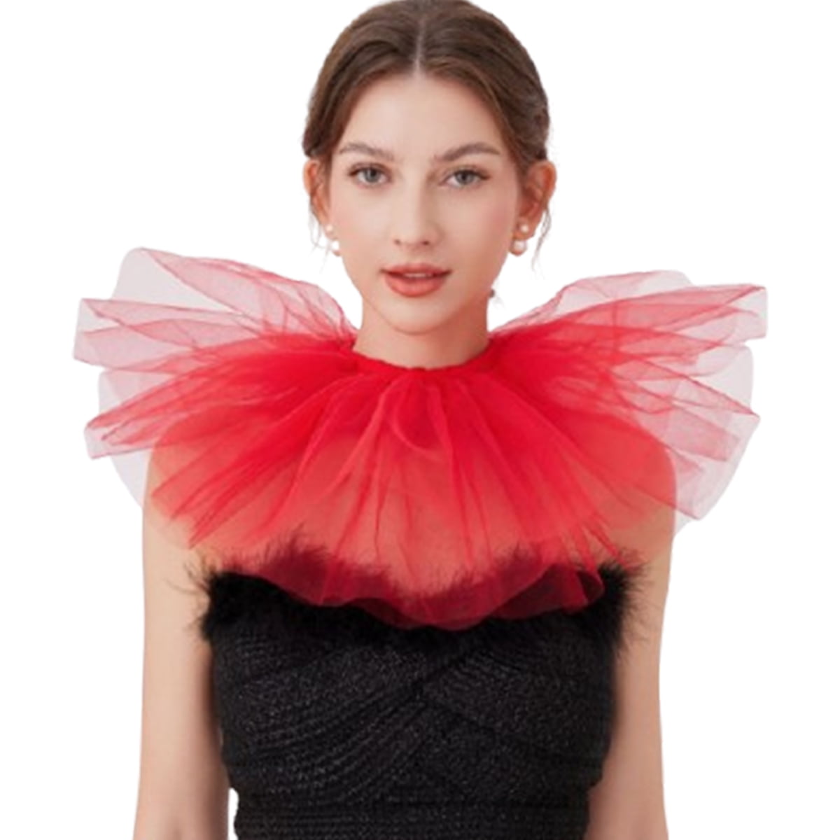 LoudSung Colorful Exaggerated Clown Puff Collar Shawl Mesh Neck ...