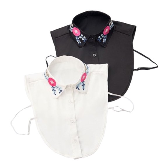 LoudSung Detachable Fake Collar Half Shirt Blouse False Collar Embroidery Dickey Design for Women Girls