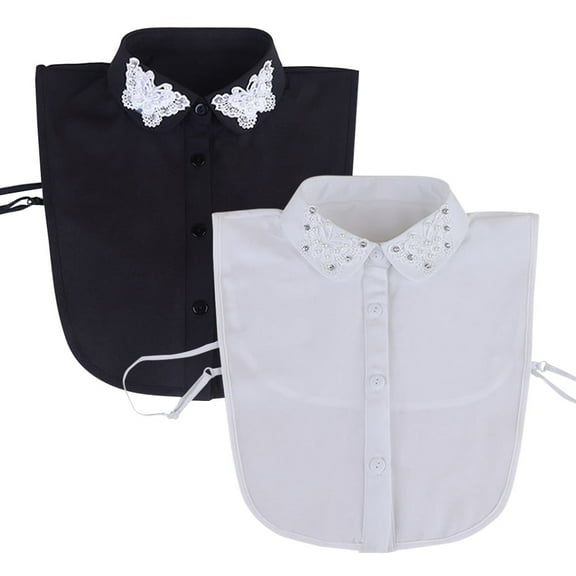 LoudSung Detachable Half Shirt Blouse Fake Collar Embroidered Butterfly Decorative Dickey False Collar Elegant Design for Women Girls