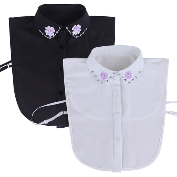 LoudSung Detachable Half Shirt Blouse Fake Collar Embroidered Butterfly Decorative Dickey False Collar Elegant Design for Women Girls
