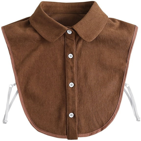 LoudSung Fake Collar Detachable Blouse False Collar Half Shirts Collar Brown Designed Top Elegant for Women Girls