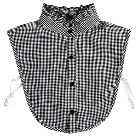 LoudSung Fake Collar Detachable Blouse False Collar Half Shirts Collar Plaid Grey Designed Top Elegant for Women Girls