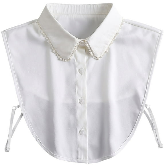 LoudSung Fake Collar Detachable Blouse Half Shirt Pearl Dickey False Collar Top Elegant for Women Girls