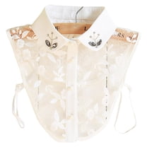 LoudSung Fake Collar Detachable Half Shirt Blouse Elegant False Collar Crystal Decorative Hollow Dickey Collar Design for Women Girls