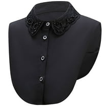 LoudSung Fake Collar Detachable Half Shirt Blouse Embroidery Crystal False Collar Floral Lace Elegant for Women Girls