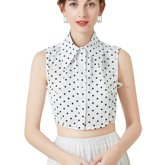 LoudSung Fake Collar Detachable Half Shirt Blouse False Collar Academic Style Suit Vest Design for Women Girls