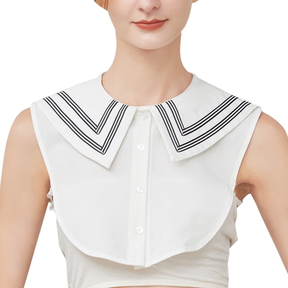 LoudSung Fake Collar Detachable Half Shirt Blouse False Collar Academic Style Suit Vest Design for Women Girls