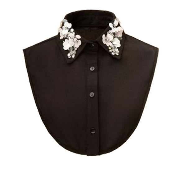 LoudSung Fake Collar Detachable Half Shirt Blouse False Collar Bead Rhinestones Crystals Decorative Dickey for Women Girls
