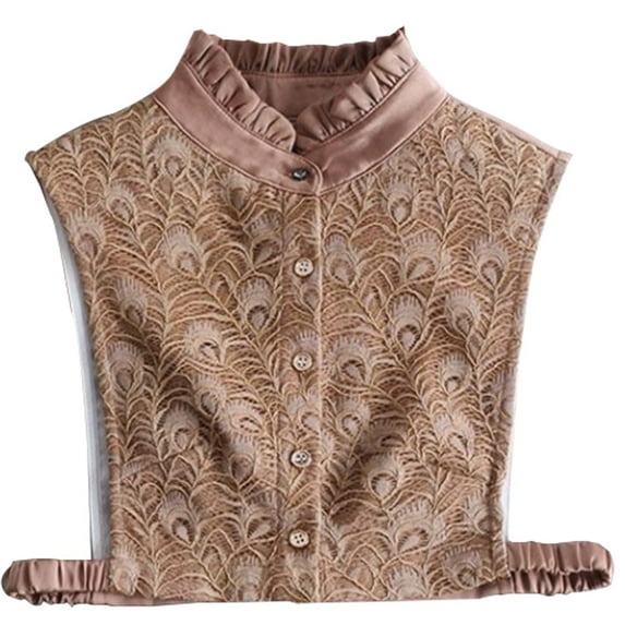 LoudSung Fake Collar Detachable Half Shirt Blouse False Collar Colorful Hollow Floral Lace Elegant for Women Girls