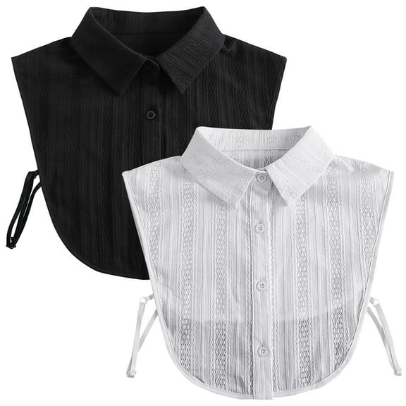 LoudSung Fake Collar Detachable Half Shirt Blouse False Collar Cotton Elegant Design for Women Girls 2PCS